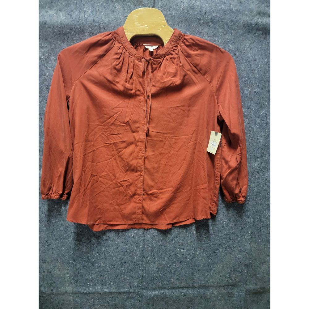 No Boundaries Bohemian Front Tie w/buttons Burnt Red XL